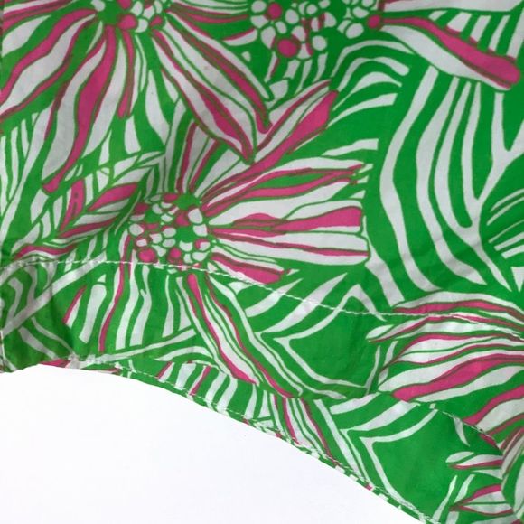 Lilly Pulitzer 6 Callahan Shorts Walsh Green Bean Pink Floral Print Preppy Chino - Picture 7 of 8